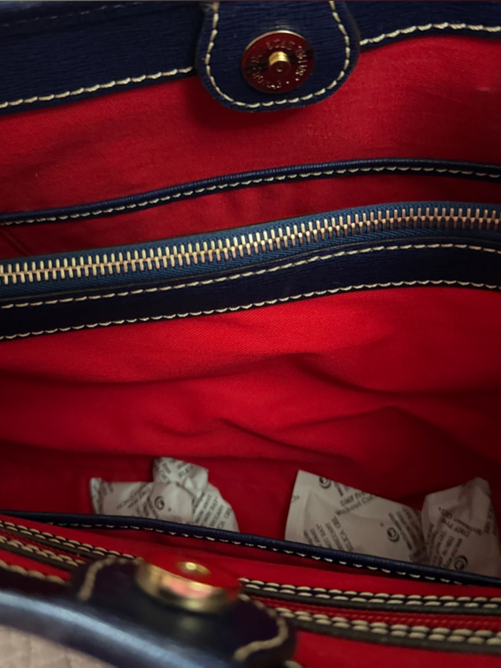 Dooney & Bourke Navy Saffiano Satchel with Gold Hardware-NWT - Picture 4 of 4